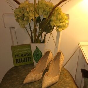 Ann Taylor Tweed Elegant Beige Women's Heels